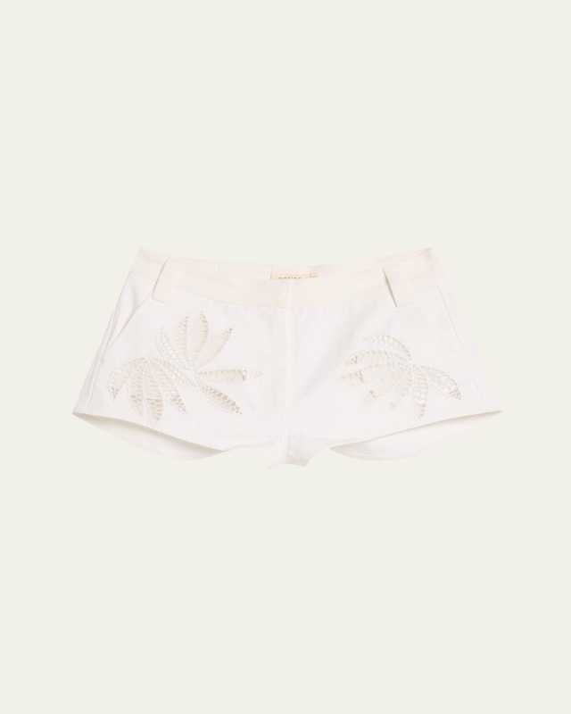 Rider Botanical Cutwork Mini Shorts